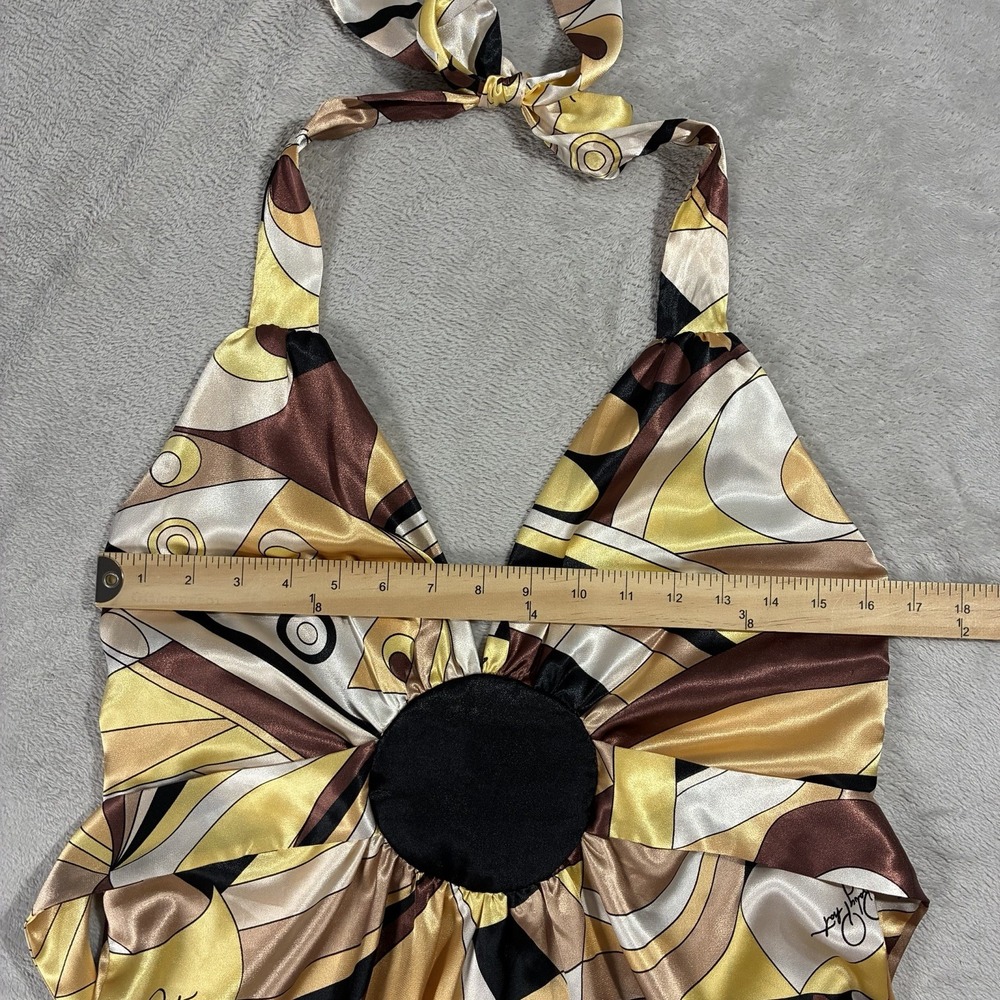 VTG Y2K Baby Phat Babydoll Halter Maxi Dress Juniors 11 Psychedelic 70s Revival - Picture 6 of 16